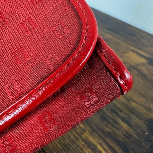 Fendi Red Monogram Logo Pattern Square Shoulder Bag Crossbody Purse Made In Ital - Picture 7 of 16